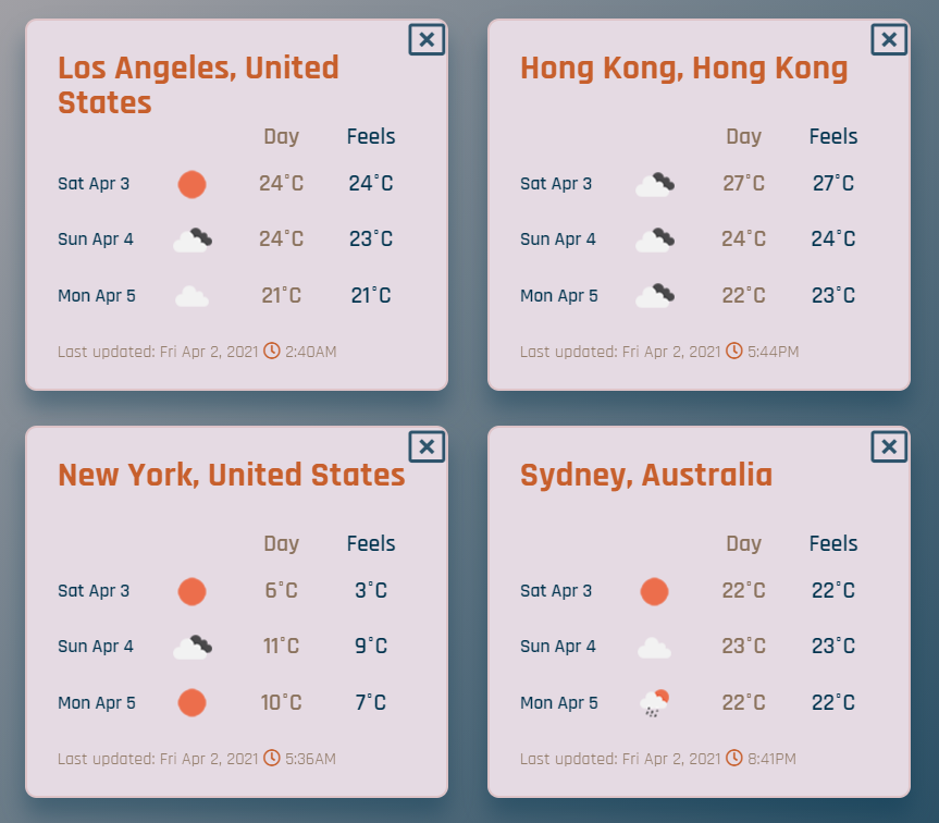 Screenshot WeatherApp 3days forecast